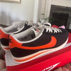 Nike Cortez TXT Black/Safety Orange-Sail Men's Athletic Shoes